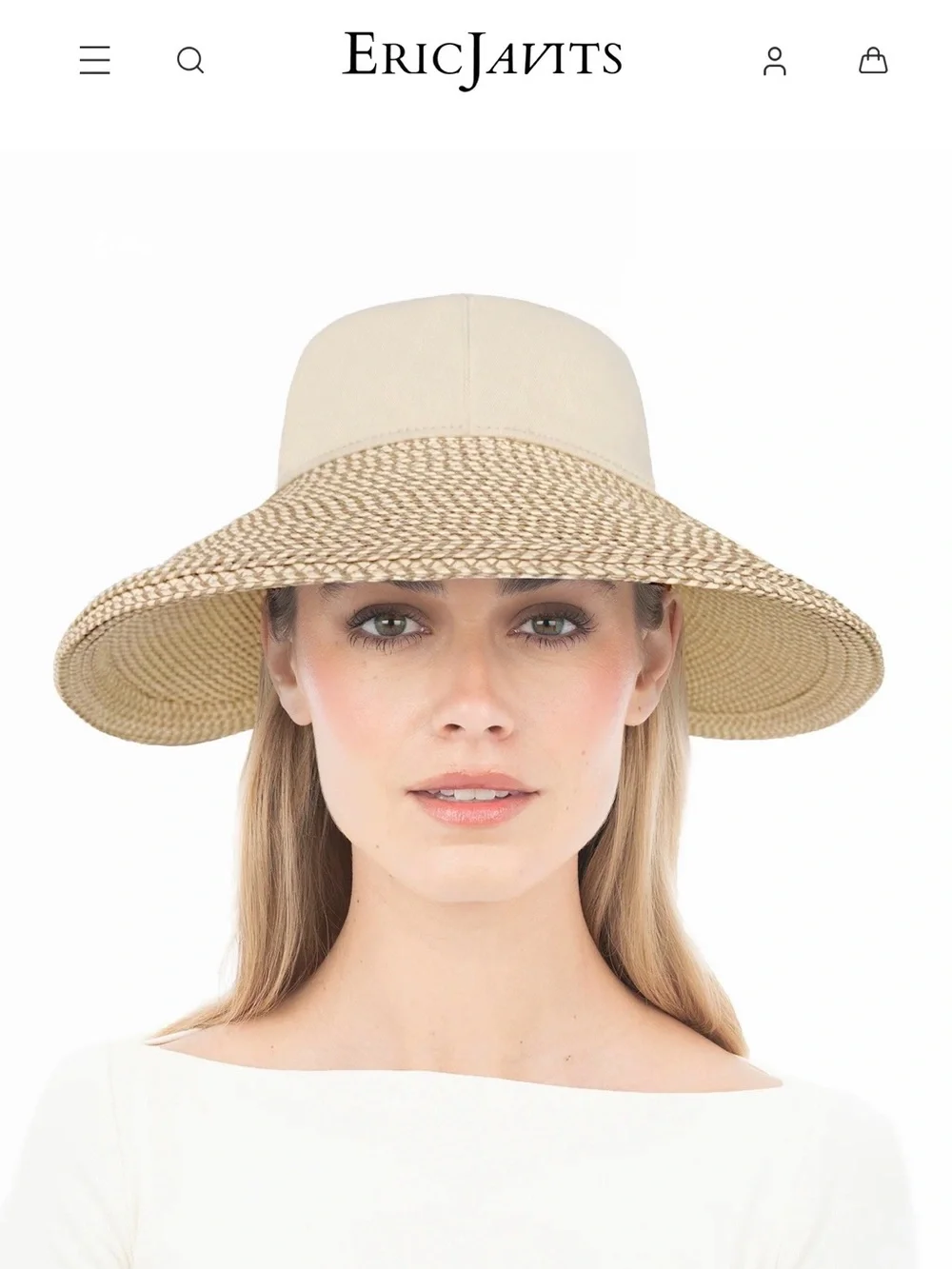 😎Eric Javits Wide Brim Straw Sun Hat : UPF 50+ (blocks 95% UVA/UVB rays)☀️ - Picture 3 of 6